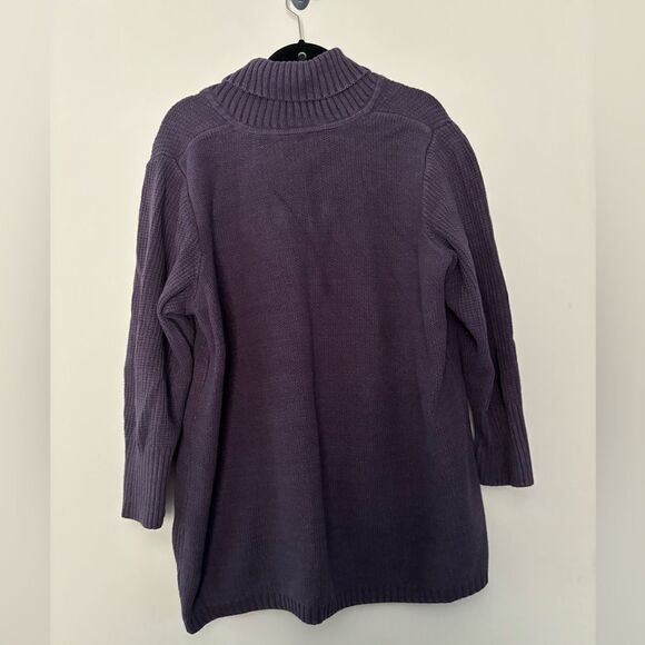 LOGO by Lori Goldstein One Button Cardigan Sweater SZ 2X Purple Pockets Plus SZ - Picture 2 of 5